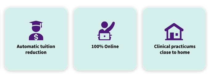 Automatic Tuition Reduction - 100% Online - Clinical Practicums Close to Home